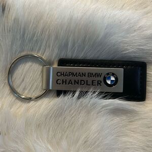 BMW Black Leather Keychain